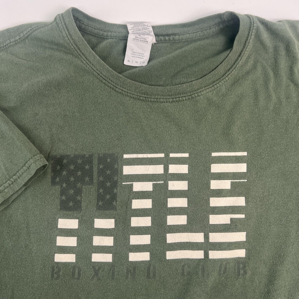 Title Boxing Club Shirt Mens XL Green Gildan Softstyle Flag Graphic USA